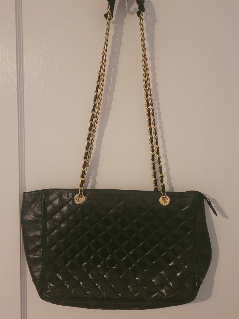 Vintage Capica Black Quilted Leather Tote Bag Made in Italy - Picture 2 of 9